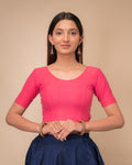 Dobby Rani Cotton Jacquard Elbow Sleeve Everyday Blouse by Advi