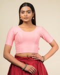Dobby Rose Cotton Jacquard Elbow Sleeve Stretchable Blouse by Advi