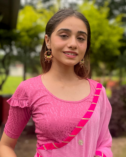 Mohini Onion Ruffle Sleeves and Back Stretchable Slip On Blouse by Advi