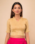 Nora High Neck Collar With Ruffle Stretchable Slip On Blouse