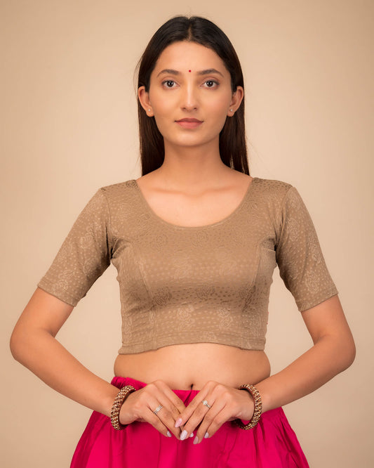 Srishti Dusty Classic Round Neck Stretchable Slip On Blouse