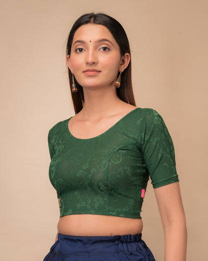 Dora Self Embroidered Back Dori Stretchable Saree Blouse