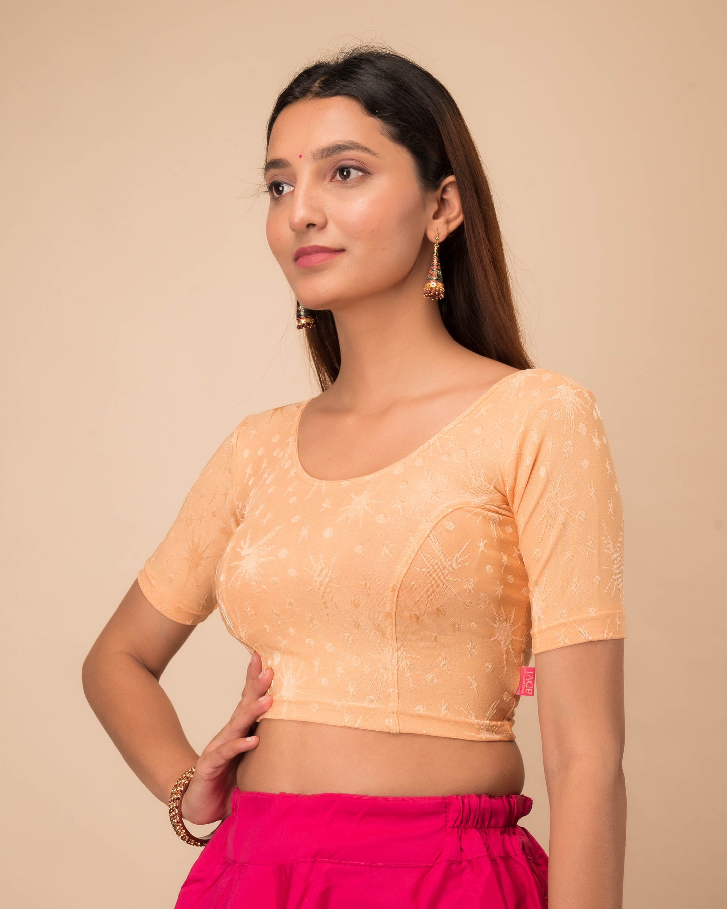 Dora Self Embroidered Back Dori Stretchable Saree Blouse