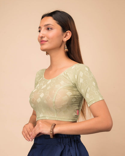 Dora Self Embroidered Back Dori Stretchable Saree Blouse
