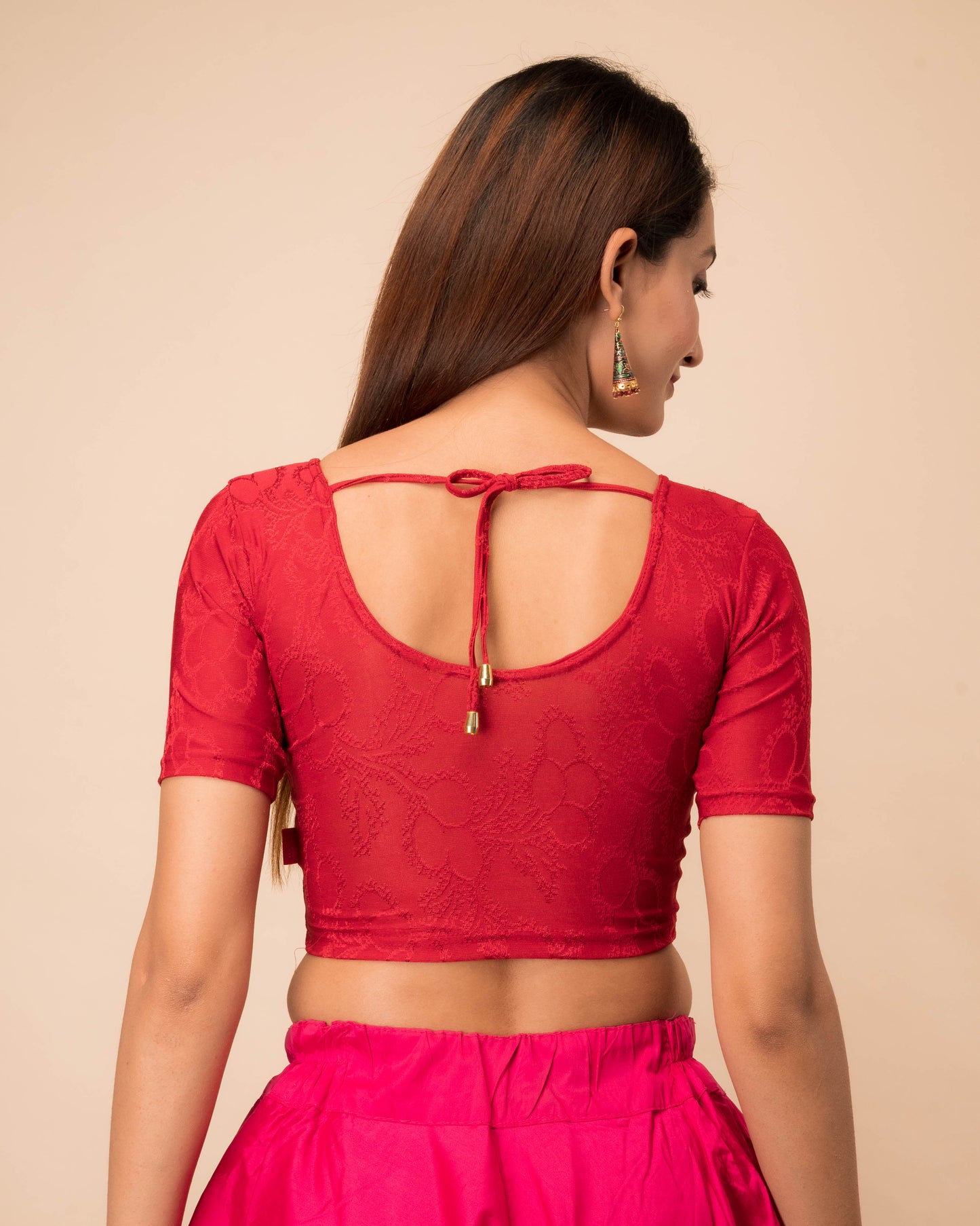 Dora Self Embroidered Back Dori Stretchable Saree Blouse