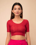 Dora Self Embroidered Back Dori Stretchable Saree Blouse