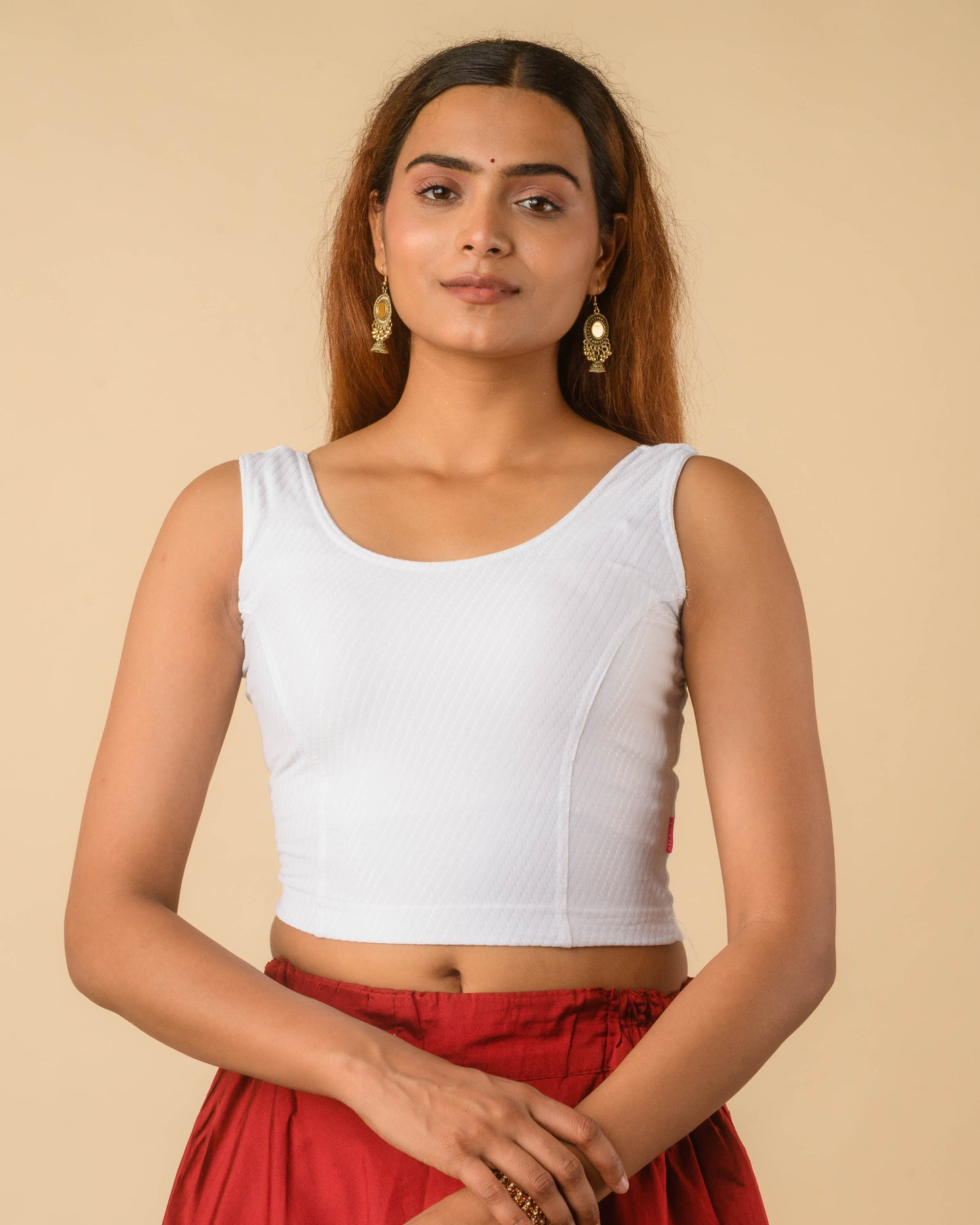 Maria White Shimmer Lace Readymade Saree Blouse – Advi Set of 2