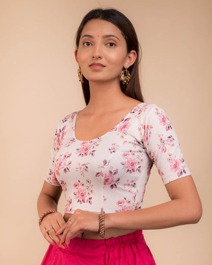 Shabana Multi Floral Printed 2 Saree Blouse Advi