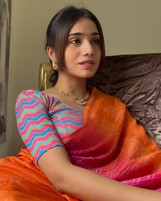 Shabana Multi Floral Printed 3 Saree Blouse Advi