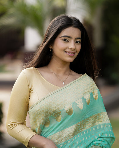 Shimmer Long Sleeve Blouse Light Gold