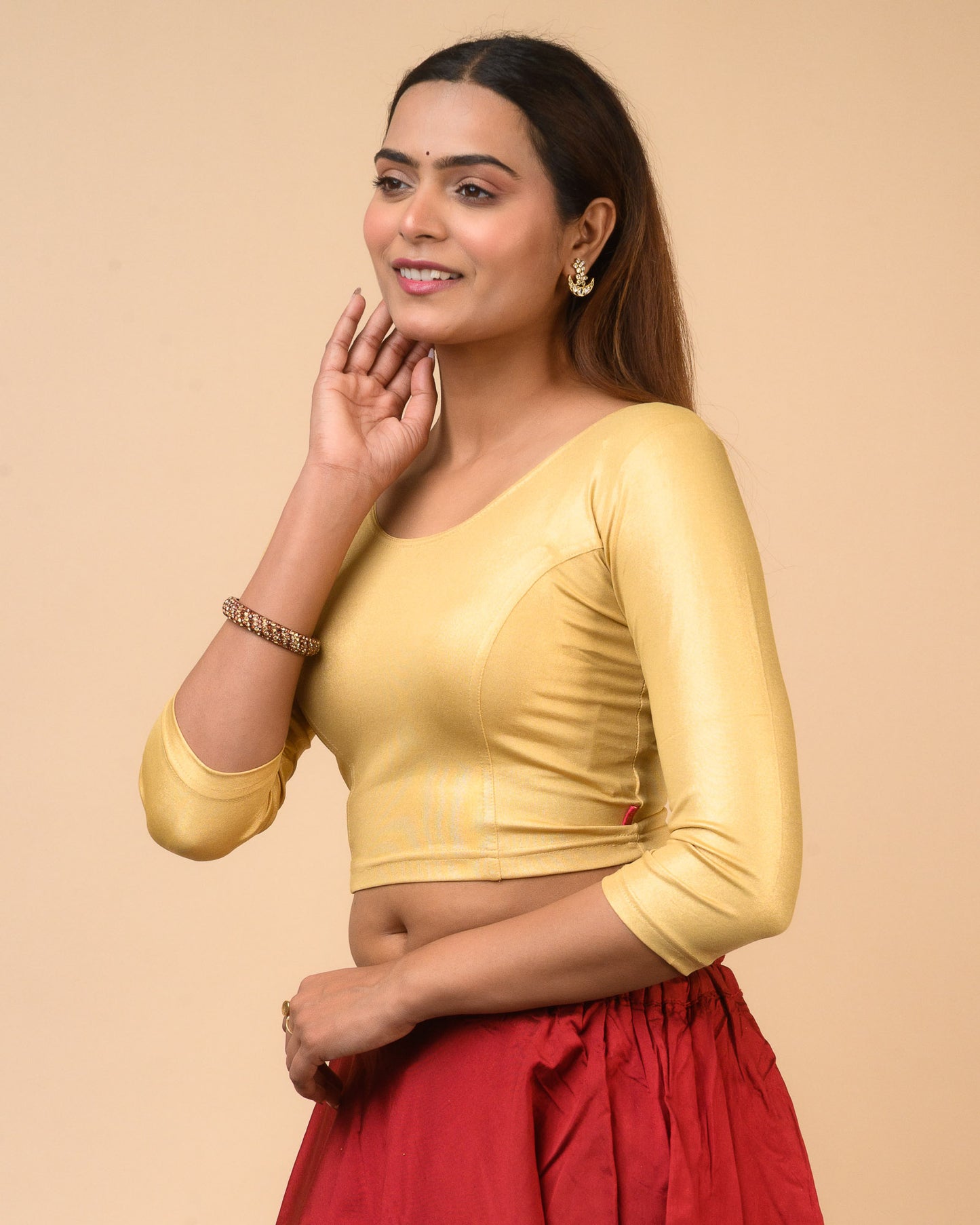 Shimmer Long Sleeve Blouse Light Gold
