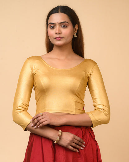 Shimmer Long Sleeve Blouse Dark Gold