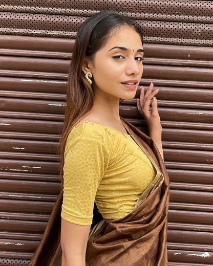 Jhumka Gold Foil Stretchable Slip On Blouse
