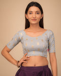 Jhumki Gray Jhumki Foil Print Jacquard Elbow Sleeve Blouse by Advi