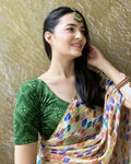 Khwaab Green Chikankari Self Design Jacquard Blouse Stretchable by Advi