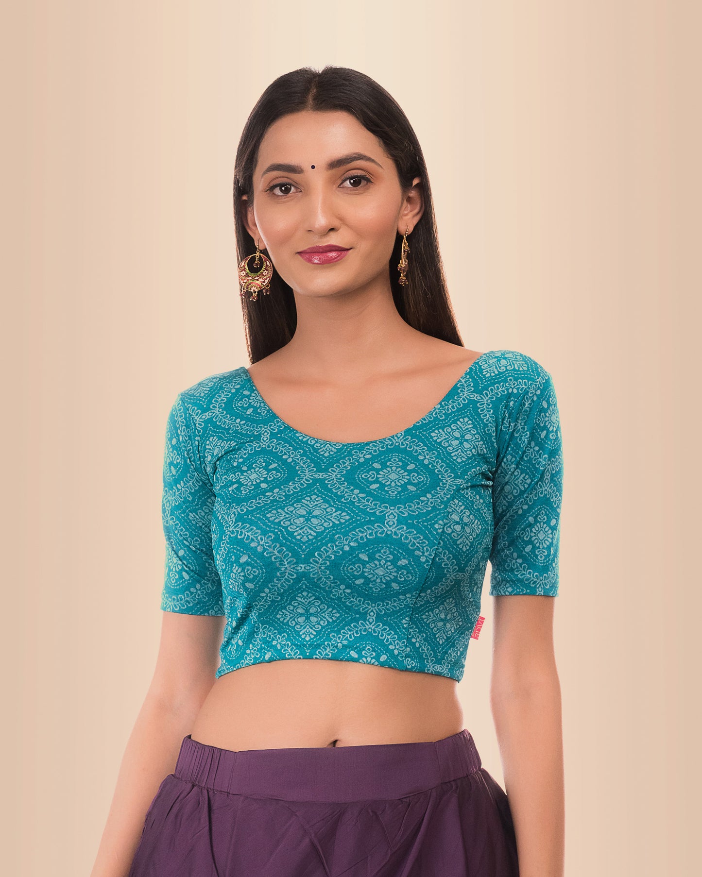Khwaab Rama Green Self Jacquard Chikankari Slip On Blouse by Advi