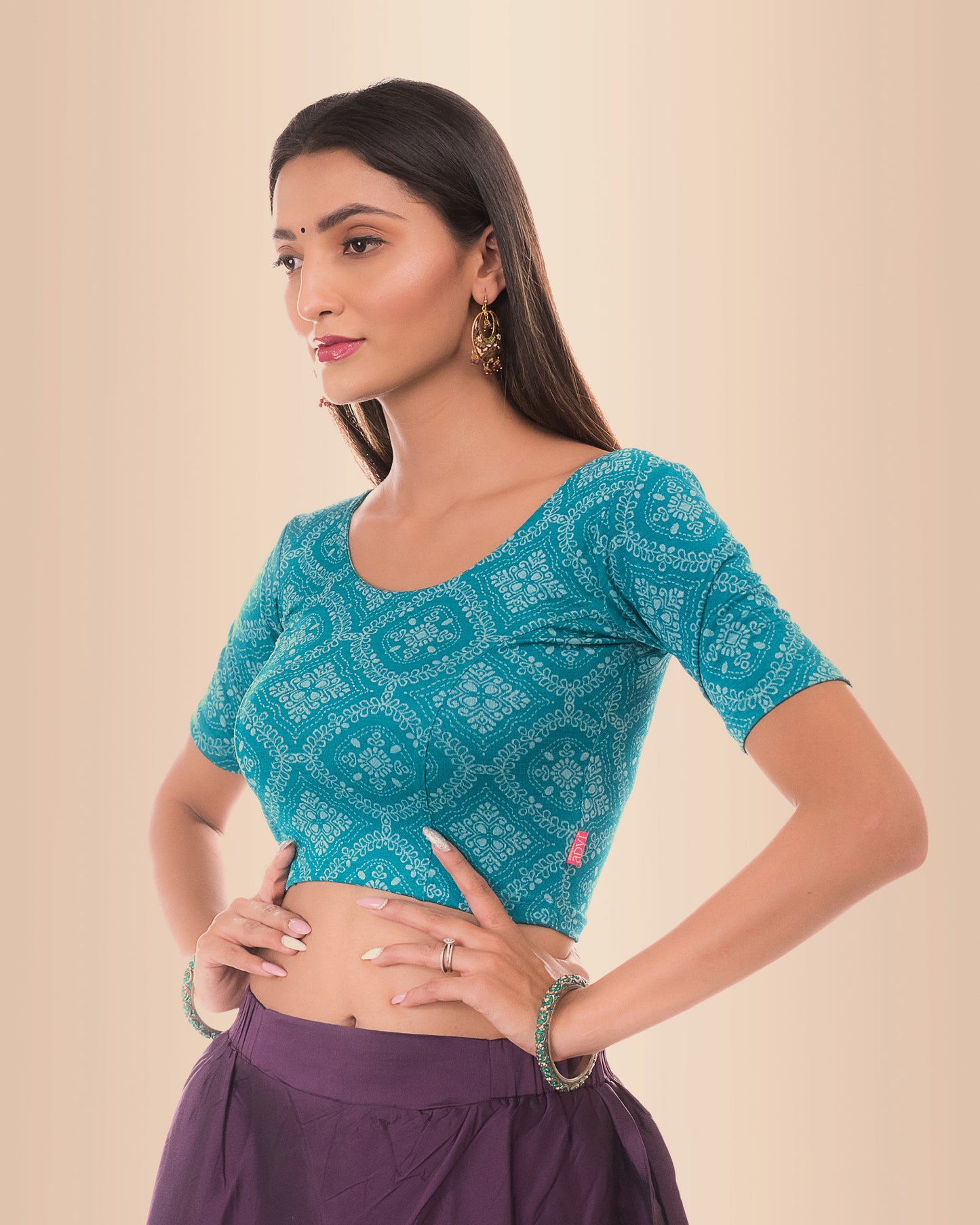 Khwaab Rama Green Self Jacquard Chikankari Slip On Blouse by Advi