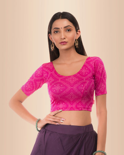 Khwaab Rani Chikankari Boat Neck Two Tone Jacquard Blouse by Advi
