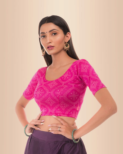 Khwaab Rani Chikankari Boat Neck Two Tone Jacquard Blouse by Advi