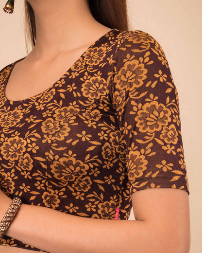 Ambreen Coffee Everyday Wear Blouse with Fancy Back Cut by Advi