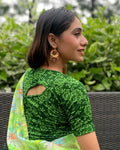 Ambreen Green Jacquard Slip On Blouse with Designer Back Cut Advi