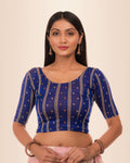 Mehreen Blue Multicolour Jacquard Blouse with Fancy Stripes by Advi