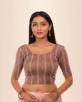 Mehreen Gray Fancy Stripes Stretchable Jacquard Blouse by Advi