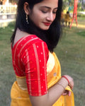 Mehreen Red Bandhani Stripes Embellished Jacquard Blouse by Advi