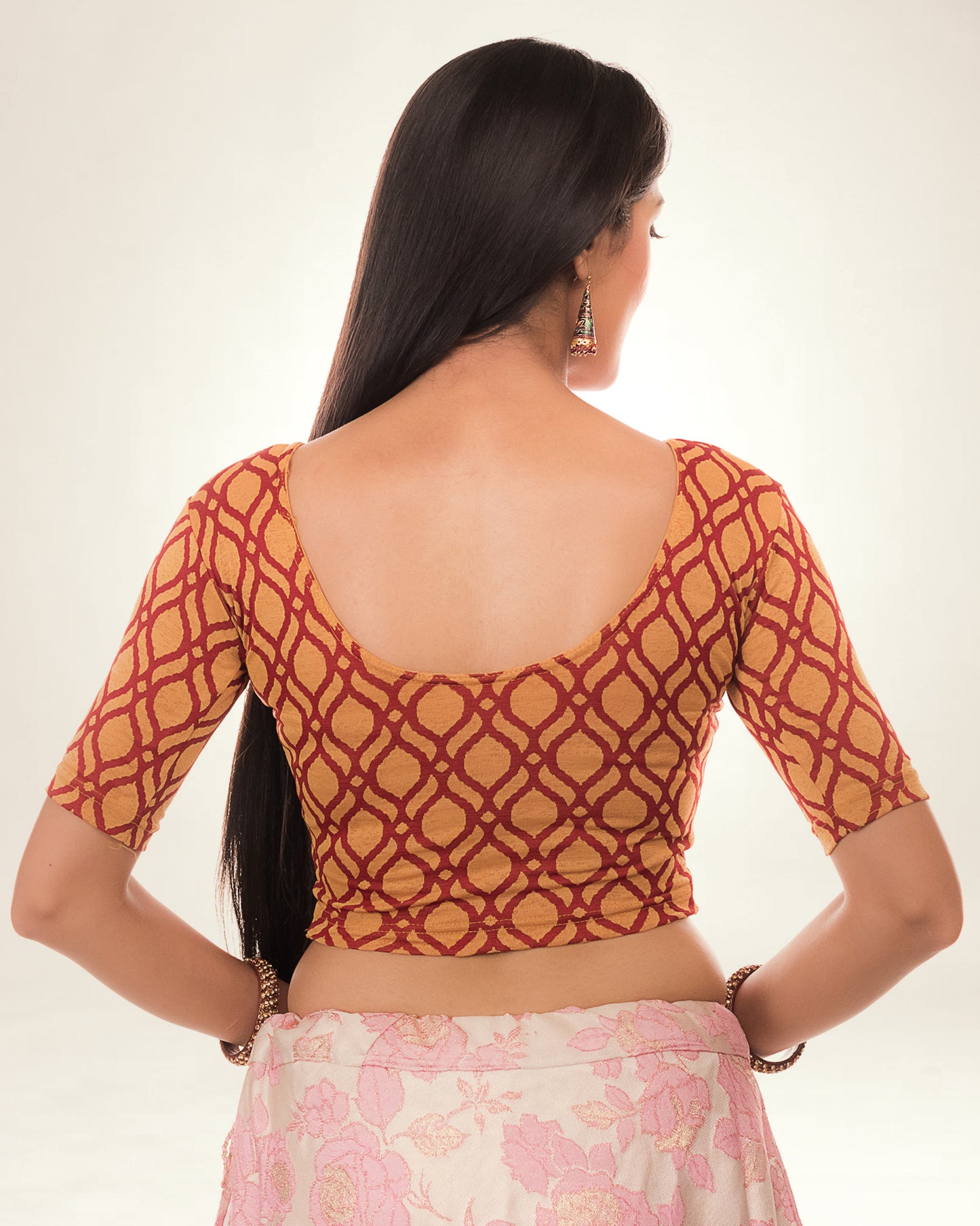 Taapsi Maroon Silk Jacquard Blouse with Epaulet Button Sleeve Advi
