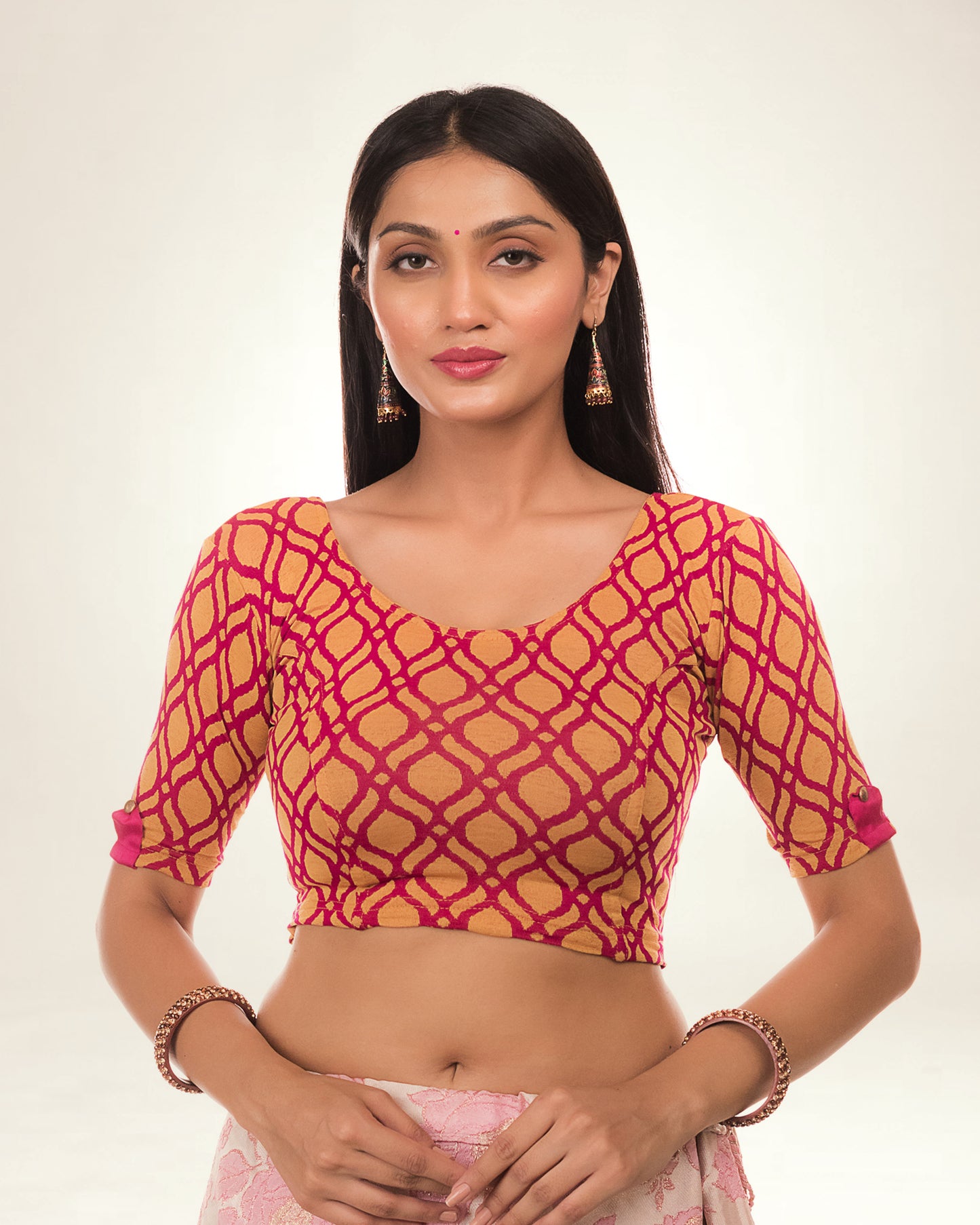 Taapsi Rani Silk Jaal Jacquard Blouse with Epaulet Button Detail Advi