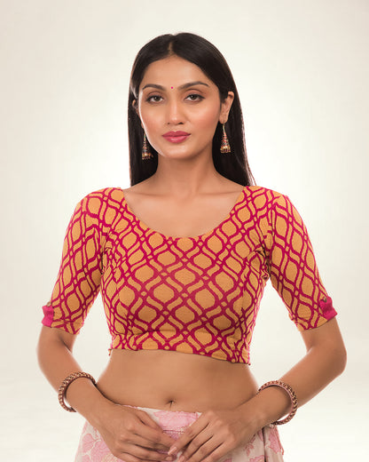 Taapsi Rani Silk Jaal Jacquard Blouse with Epaulet Button Detail Advi