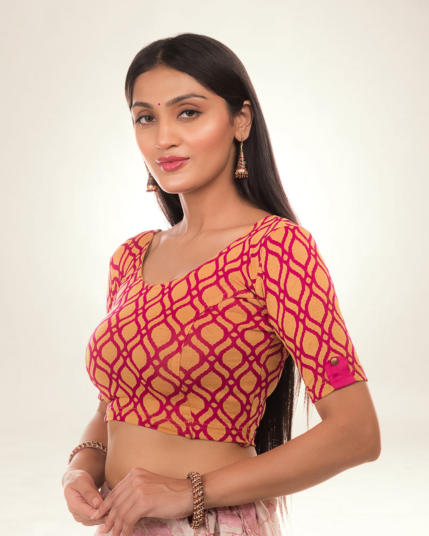 Taapsi Rani Silk Jaal Jacquard Blouse with Epaulet Button Detail Advi