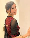 Kaya Maroon Stretchable Blouse with Lace Frill Collar by Advi