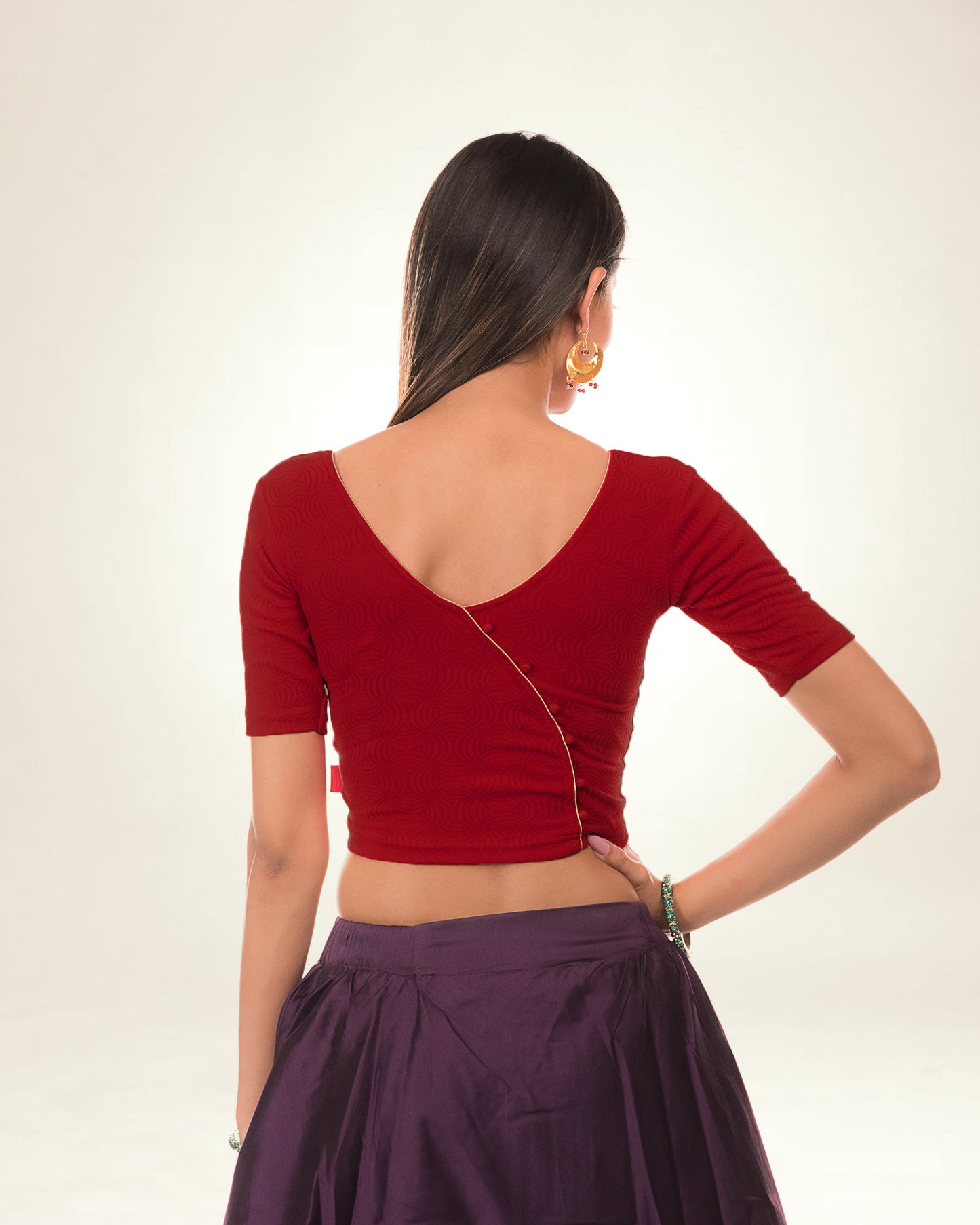 Back Potli Detail Stretchable Lycra Blouse By Advi