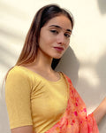 Urvi Beige Jacquard Blouse with Self Zari and Metallic Shine by Advi