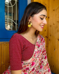 Urvi Maroon Self Zari Metallic Jacquard Blouse with Elbow Sleeves Advi