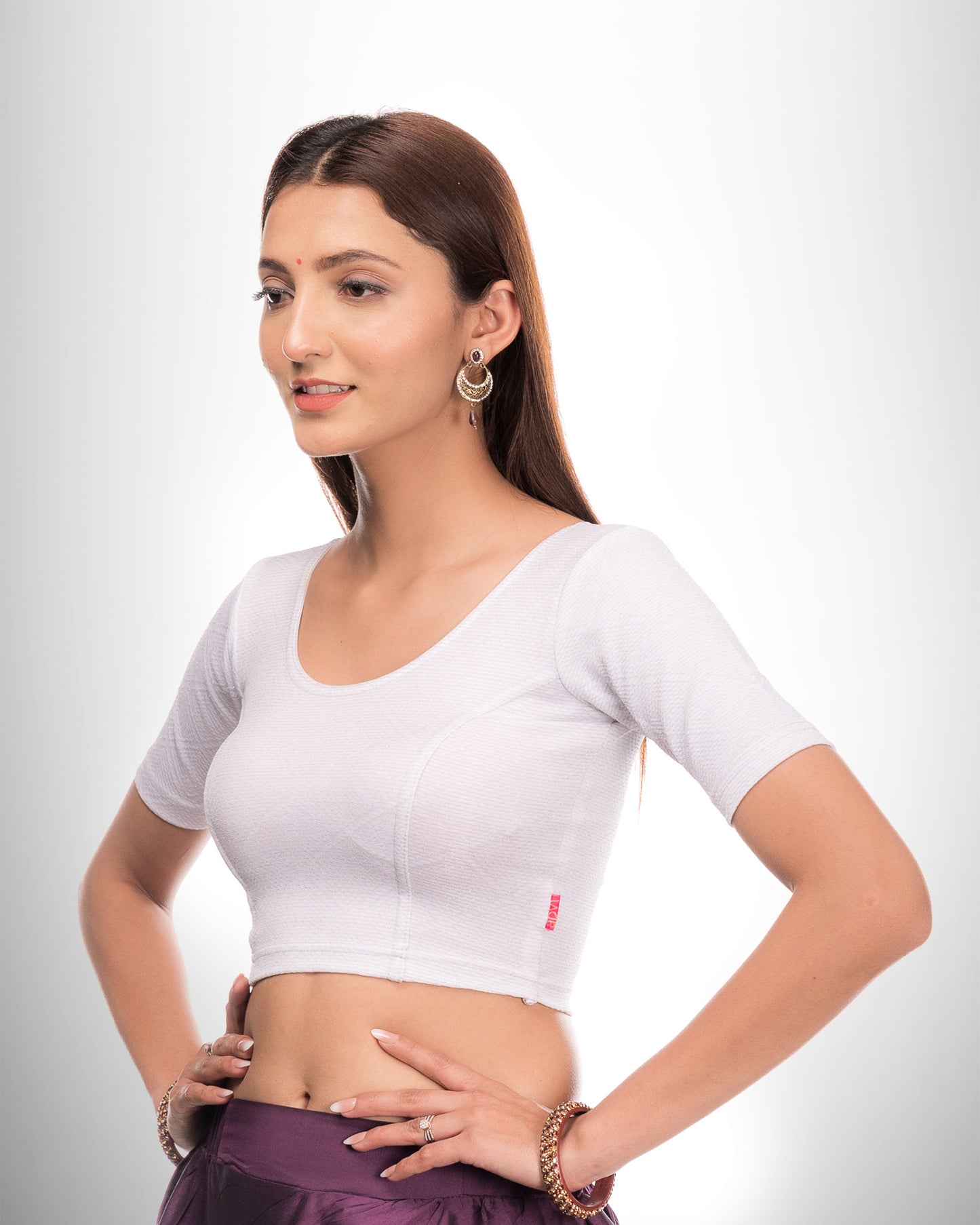 Urvi Silver Stretchable Jacquard Blouse with Self Zari Detail Advi