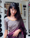 Kalee Gray Frill Back Blouse in Jacquard Slip-On Style by Advi