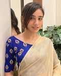 Kavana Blue Multicolour Buti Jacquard Blouse with Slip-On Fit Advi
