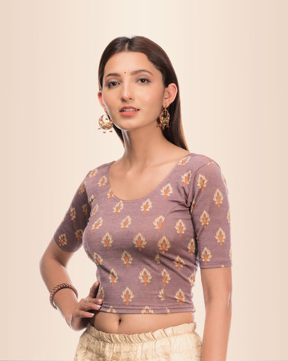 Kavana Multicolour Buti Jacquard Stretchable Slip On Blouse