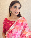 Kavana Rani Jacquard Blouse with Block Print and Buti Design Advi
