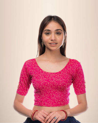 Taru Rani Applique Flower Blouse with Stretchable Fit by Advi