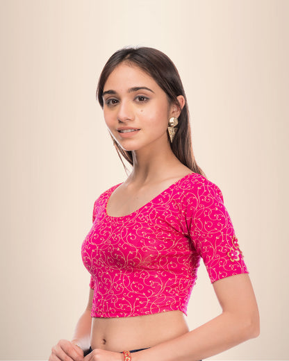 Taru Rani Applique Flower Blouse with Stretchable Fit by Advi