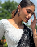 Laxmi Buti Silver Zari Brocade Banarasi Stretchable Blouse by Advi