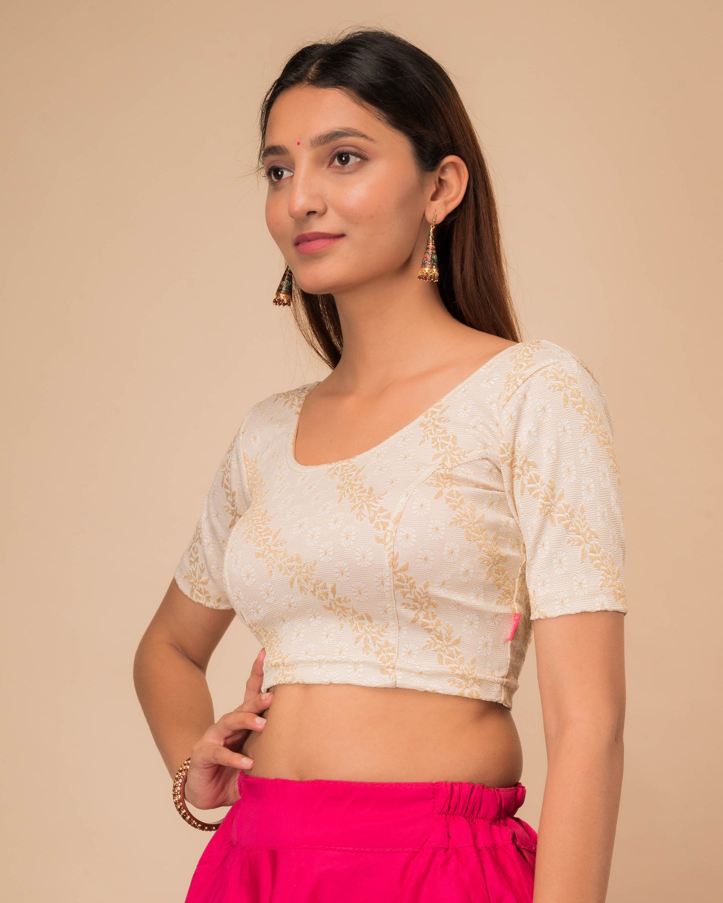 Laxmi Zari Brocade Banarasi Stretchable Slip On Blouse