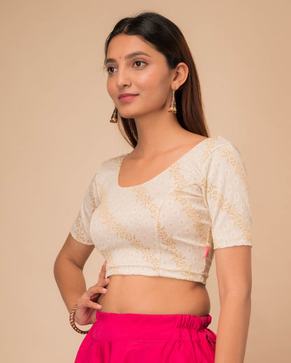 Laxmi Leheriya Gold Banarasi Brocade Zari Embellished Blouse by Advi