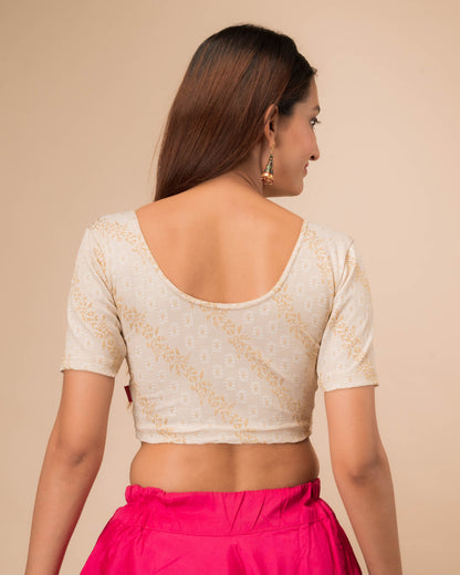 Laxmi Leheriya Gold Banarasi Brocade Zari Embellished Blouse by Advi