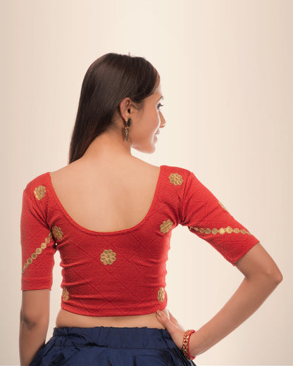 Nutan Gota Patti Embroidery Stretchable Slip On Blouse