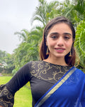 Aarya Black Embroidered Ruffle and Yoke Blouse with Gold Zari by Advi