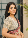 Mithila Metallic Cream Gold Puff Sleeve Stretchable Saree Blouse Advi